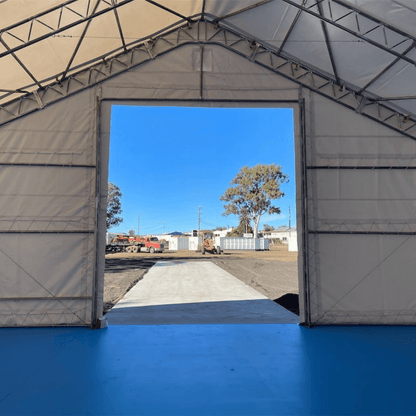 W50'xL100'xH23' Double Truss Storage Shelter