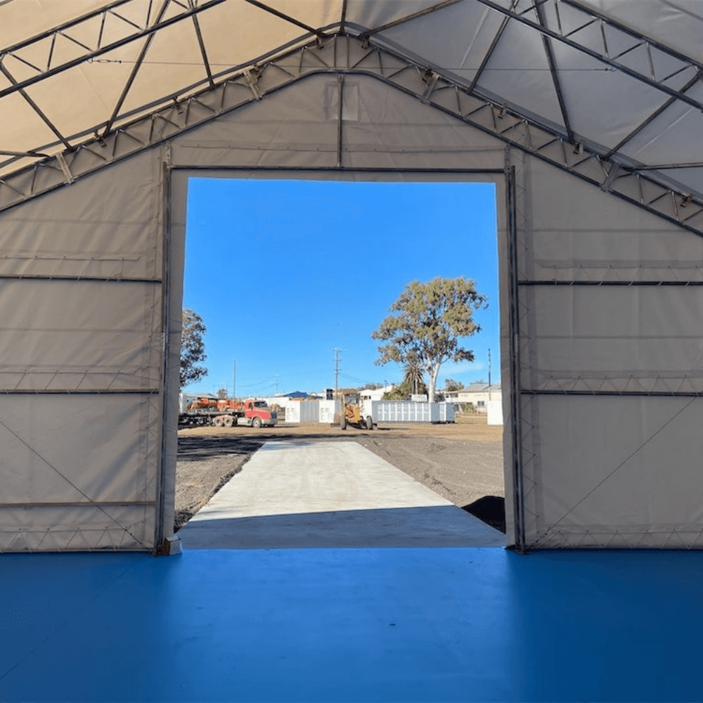 W70'xL120'xH28' Double Truss Storage Shelter