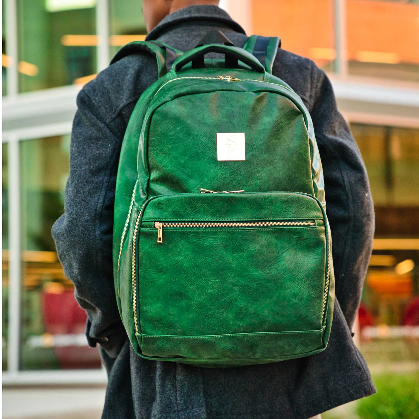 Emerald Green Leather 2 Bag Set