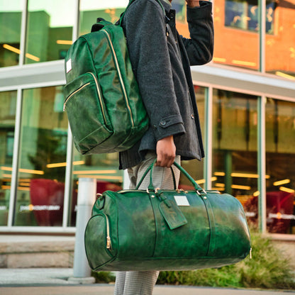 Emerald Green Leather 2 Bag Set
