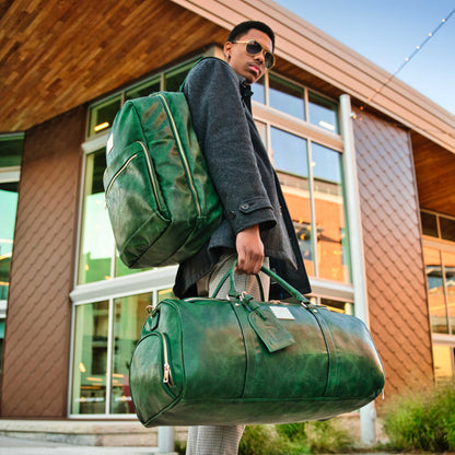 Emerald Green Leather 2 Bag Set
