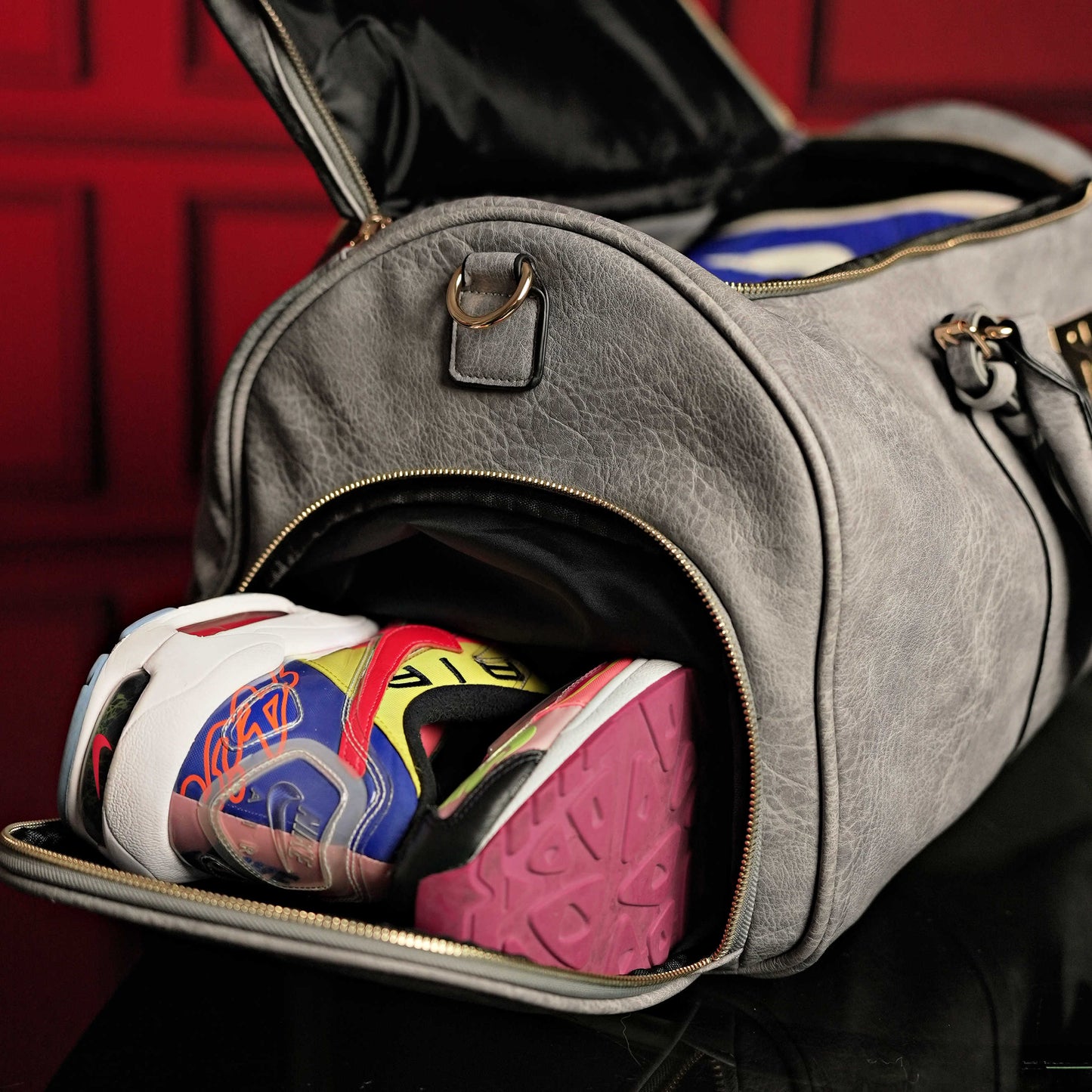 Grey Tumbled Leather Signature Bag Set