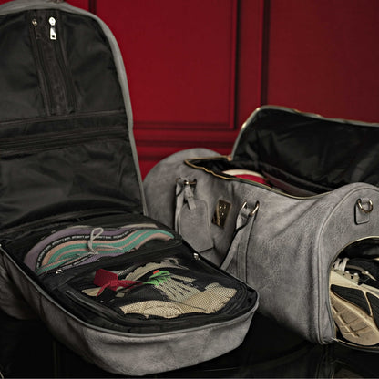 Grey Tumbled Leather Signature Bag Set