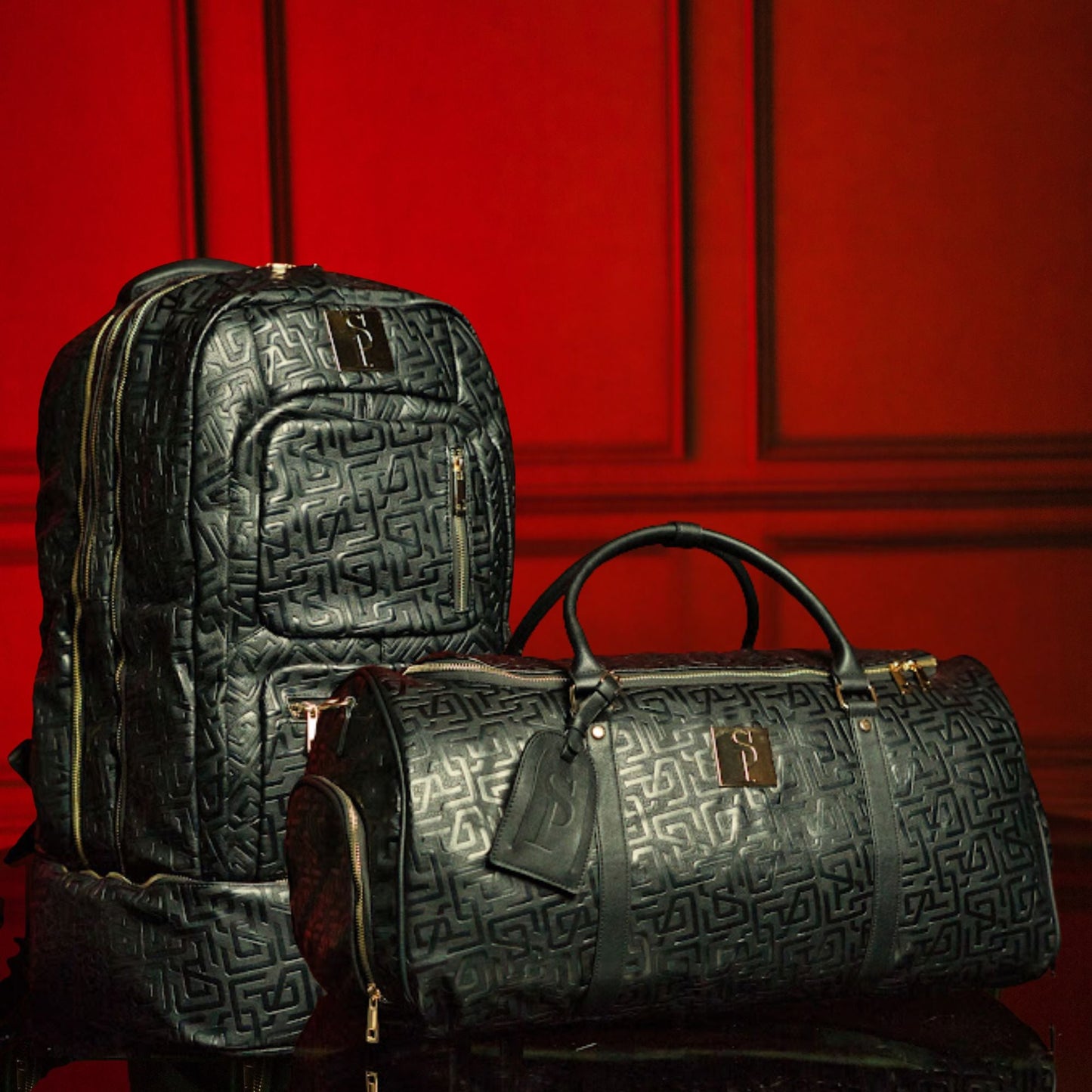 Monogram Leather Signature Bag Set