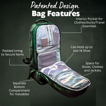 Emerald Green Leather Carry-On Patented Backpack