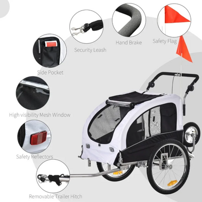 Elite II 2-In-1 Pet Dog Bike Trailer and Stroller