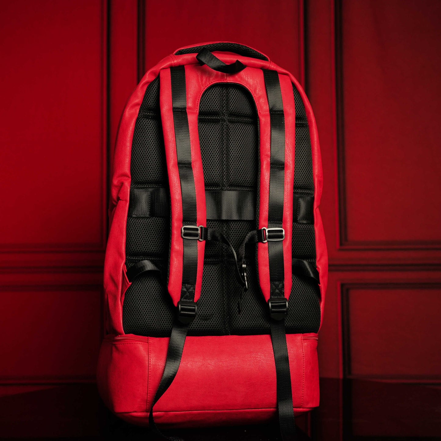 Red Leather Luxury Carry-On Patented Backpack