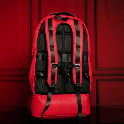 Red Leather Luxury Carry-On Patented Backpack