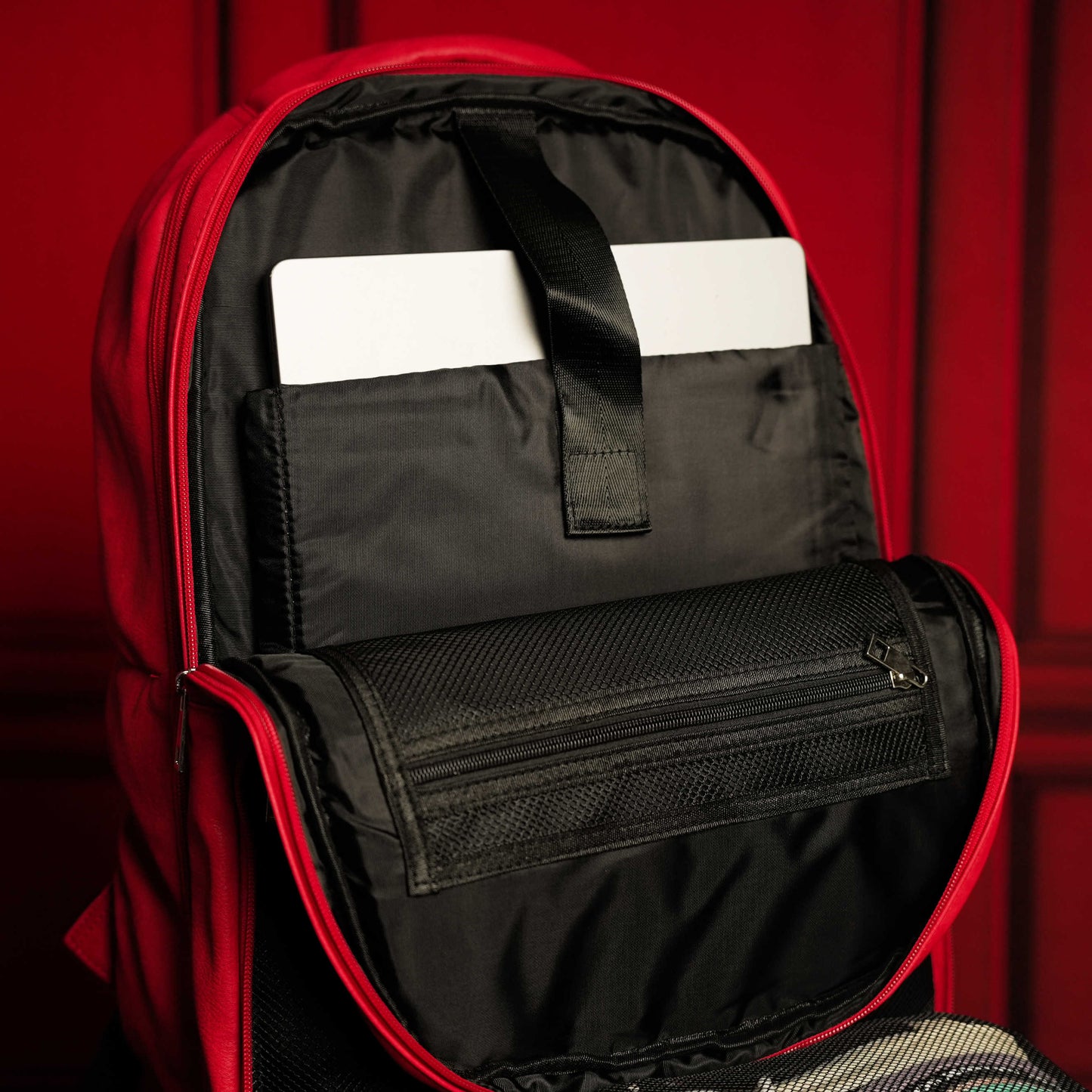 Red Leather Luxury Carry-On Patented Backpack
