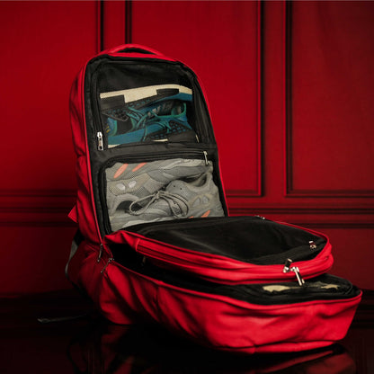 Red Leather Luxury Carry-On Patented Backpack