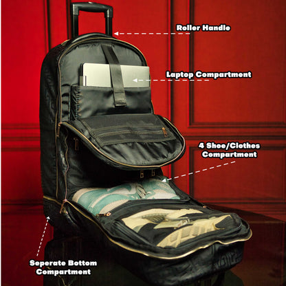 Red Leather Carry-On Roller Bag