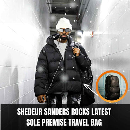 Black Leather Patented Carry On Backpack