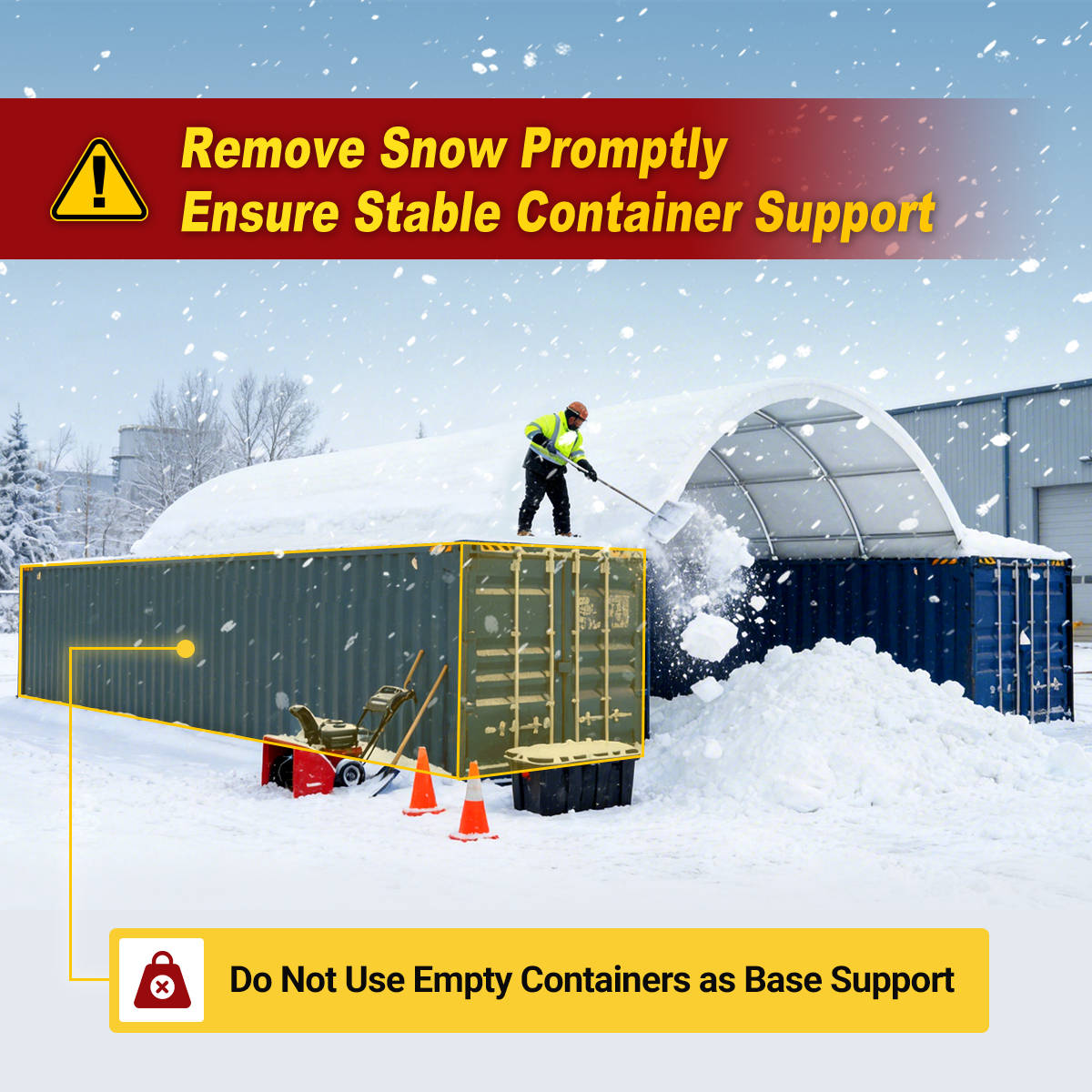 40x40x13 ft Container Shelter with Closed Back Panel