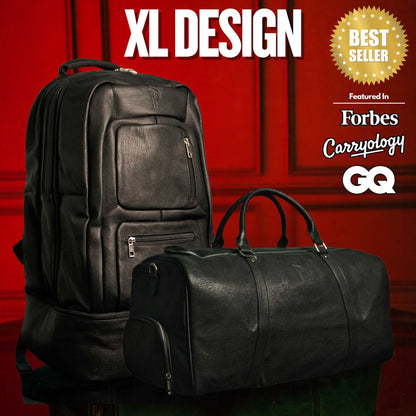Black Leather XL Signature Bag Set