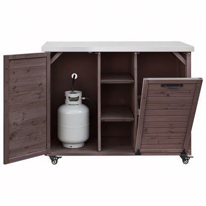 K&K 78" Grand Prep Station with Foldable Grill Table