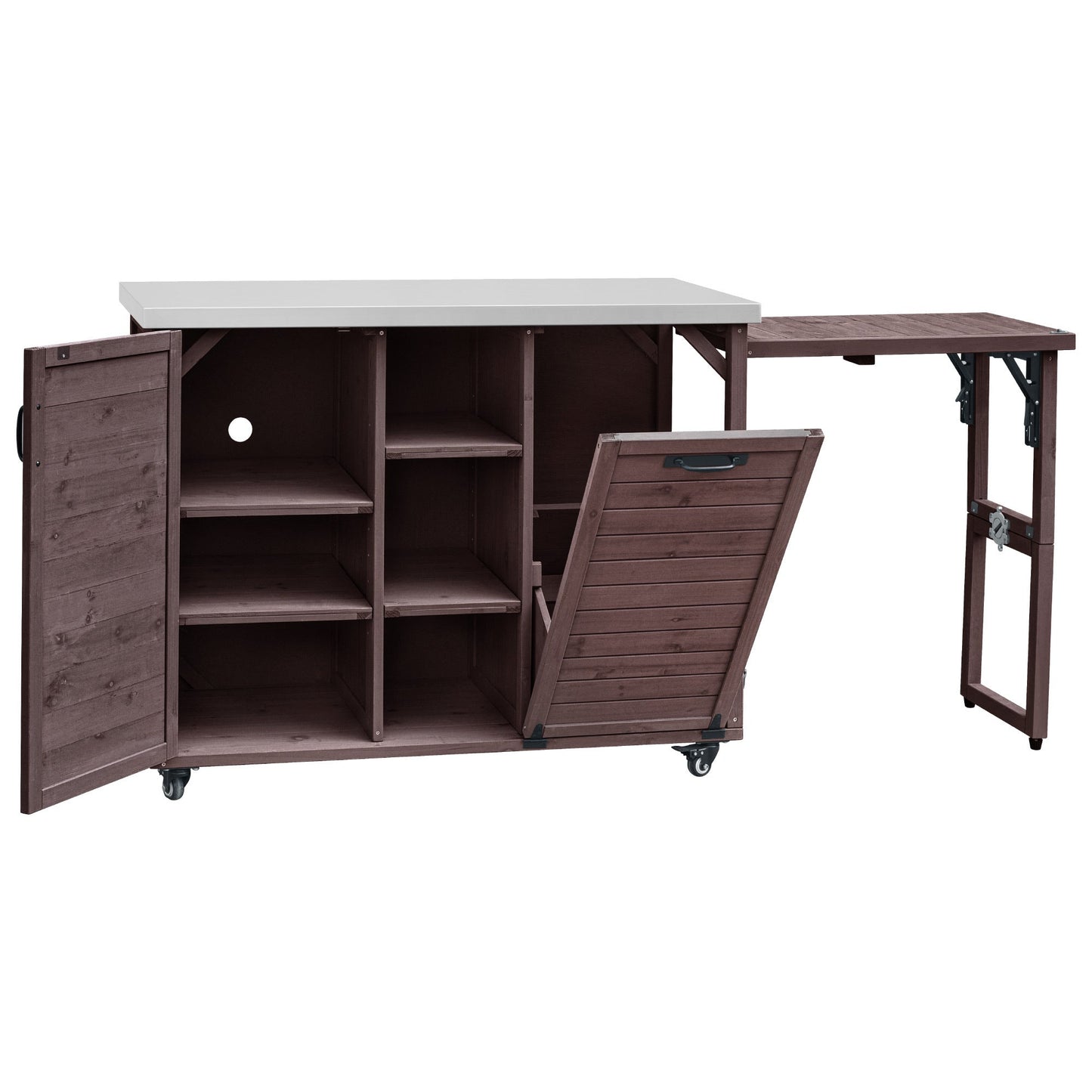 K&K 78" Grand Prep Station with Foldable Grill Table