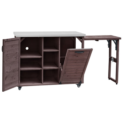 K&K 78" Grand Prep Station with Foldable Grill Table