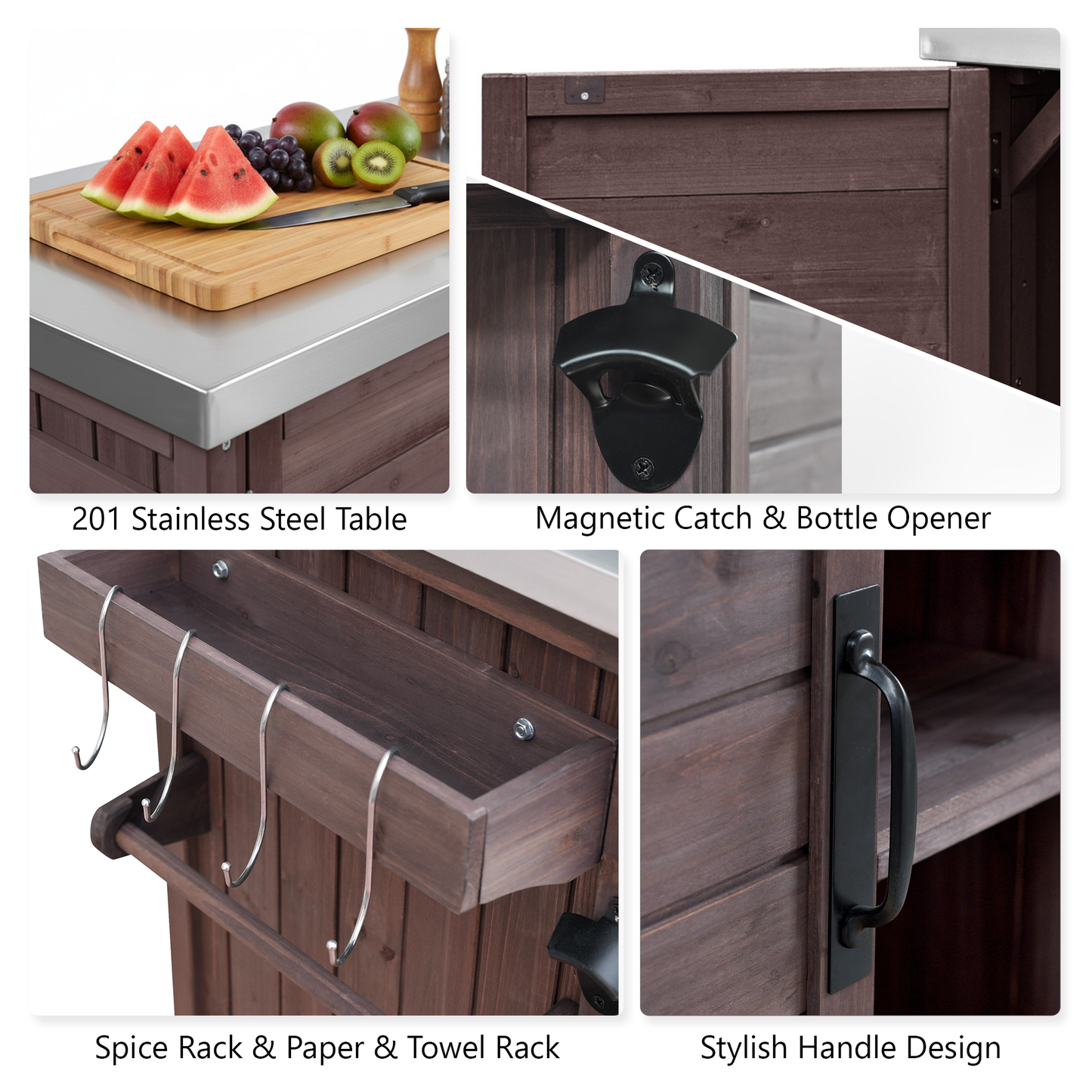 K&K 78" Grand Prep Station with Foldable Grill Table