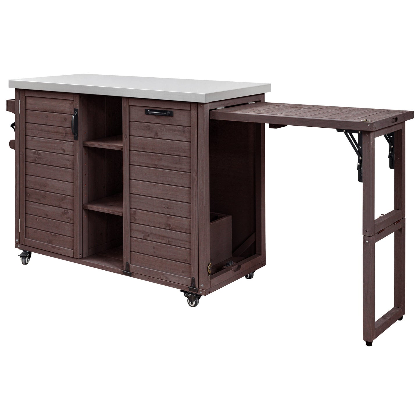 K&K 78" Grand Prep Station with Foldable Grill Table