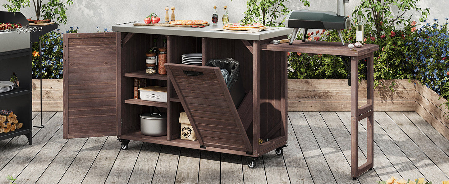 K&K 78" Grand Prep Station with Foldable Grill Table