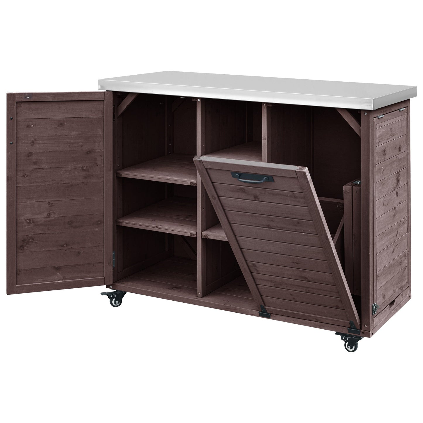 K&K 78" Grand Prep Station with Foldable Grill Table