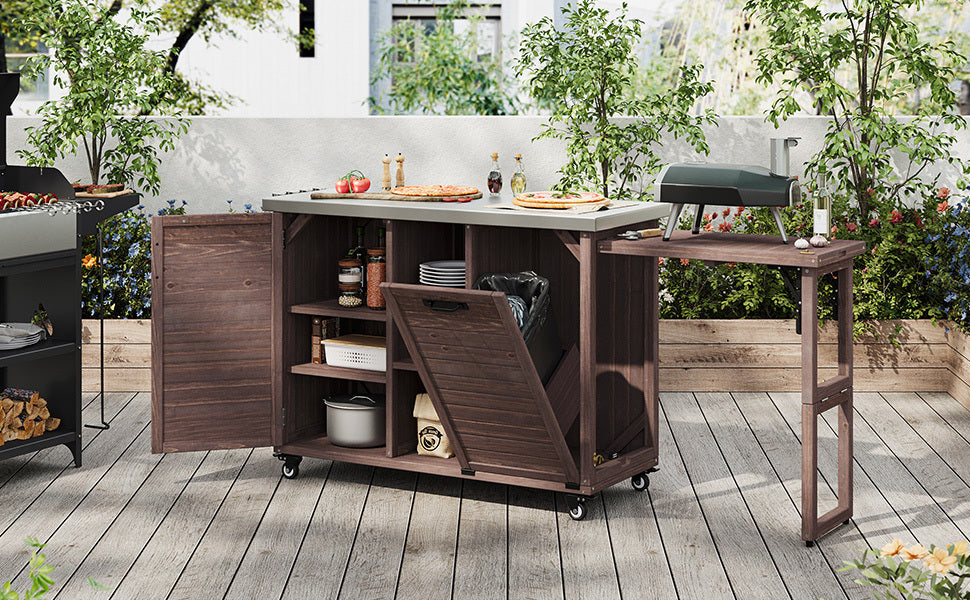 K&K 78" Grand Prep Station with Foldable Grill Table