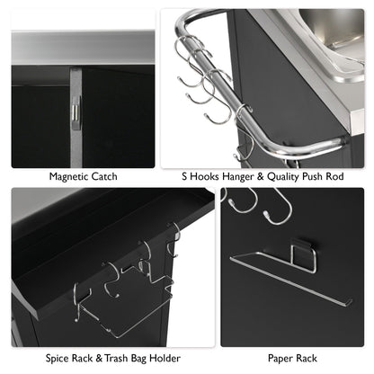 K&K 55.5" Outdoor Kitchen Island with Sink