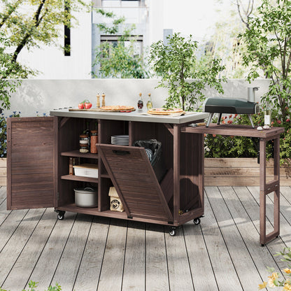 K&K 78" Grand Prep Station with Foldable Grill Table