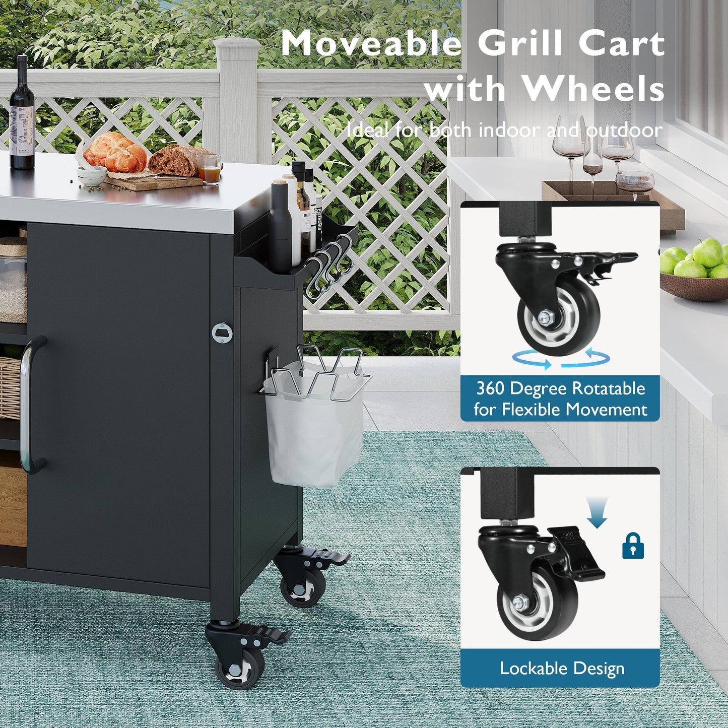 K&K 55.5" Outdoor Kitchen Island with Sink