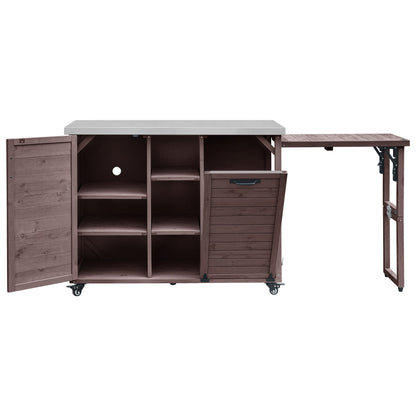 K&K 78" Grand Prep Station with Foldable Grill Table