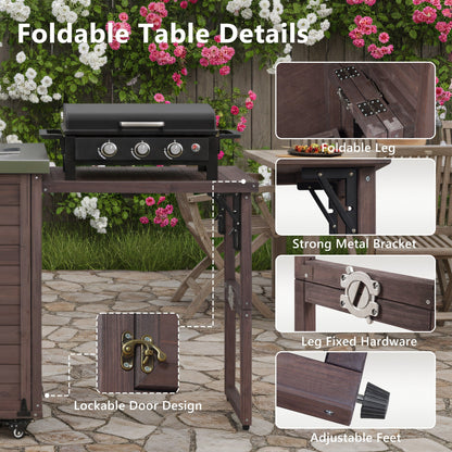 K&K 78" Grand Prep Station with Foldable Grill Table