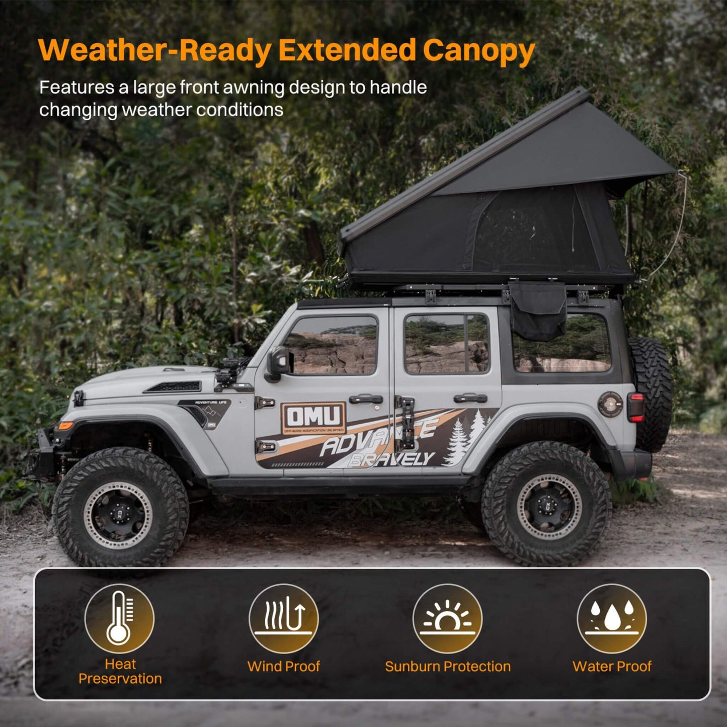 Trailora Heavy-Duty 2-3 Person Hardshell Rooftop Tent With Ladder (SAK93120)