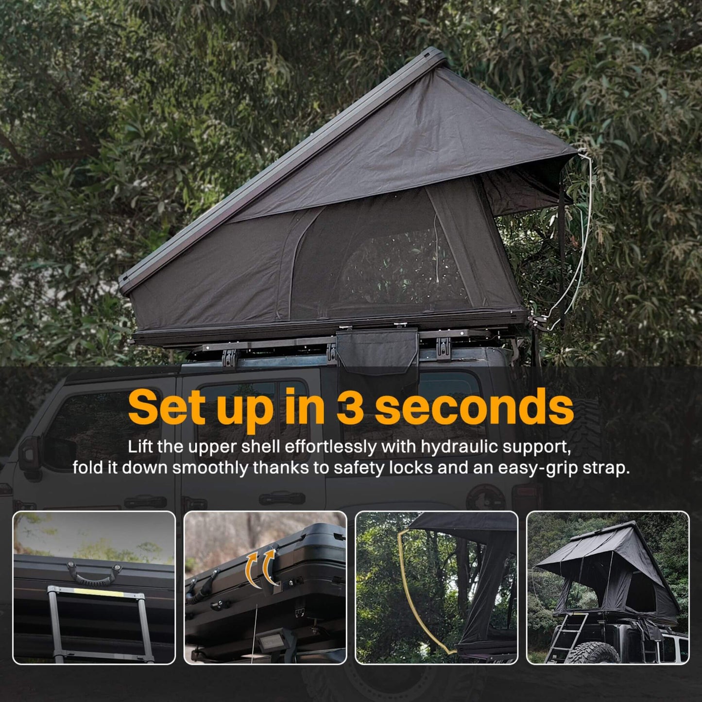 Trailora Heavy-Duty 2-3 Person Hardshell Rooftop Tent With Ladder (SAK93120)