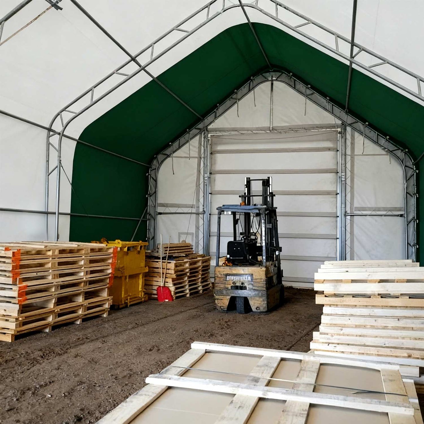 W40'xL80'xH21' Double Truss Storage Shelter, 8' Truss Spacing